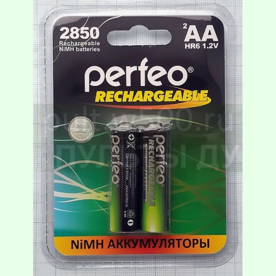 Аккумулятор AA, HR6 2850mAh Ni-MH пластик Perfeo (2BL)