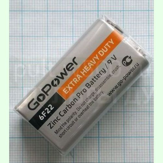 Батарея 6F22 GoPower ( 10 в кор. ) ( 1SHRINK )