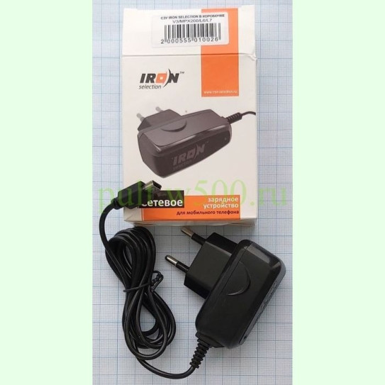 Сетевое ЗУ со шнуром неразъёмное  mini USB 0.8A, для Motorola V3, MPX200, L6, L7 ( IRON ) коробка