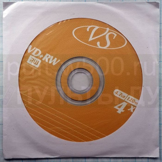 Диск DVD+RW  4.7 GB VS конверт
