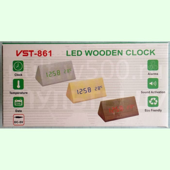 Часы-будильник, температура, тёмно-корич. корпус / красная подсветка ( VST 861-1 )