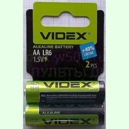Батарея LR6, AA VIDEX ( 60 в кор. ) (2 SHRINK CARD)