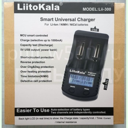 Зарядное устройство AA, AAA, C, 18650 и другие, питание 220 или 12V, дисплей ( LiitoKala lii-300 )