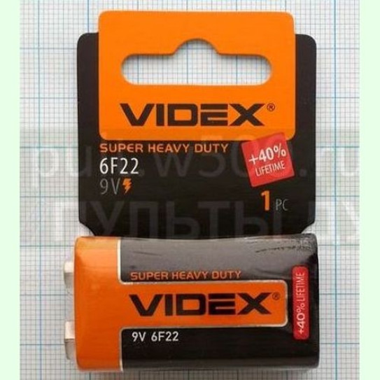 Батарея 6F22 VIDEX ( 24 в кор. ) ( 1SHRINK CARD )