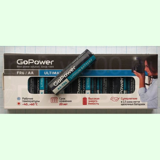 Батарея FR6, AA GoPower LITHIUM литиевая (10 BOX)