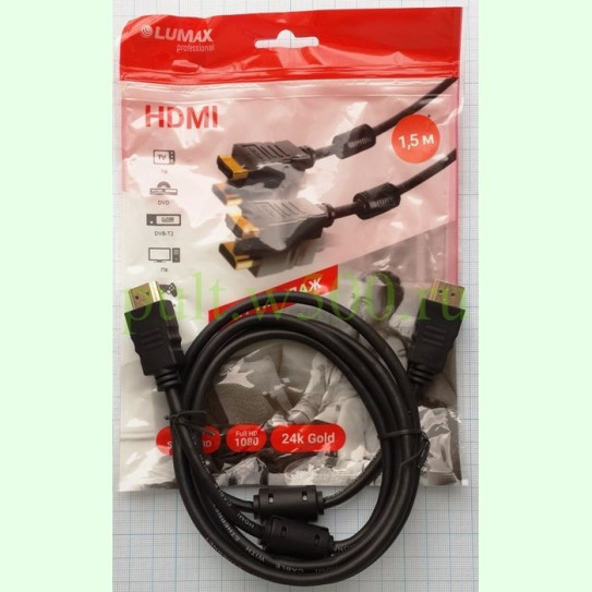 Шнур HDMI "шт" - HDMI "шт"  1.5м позолоченный с ферритами ( LUMAX DC9115R )