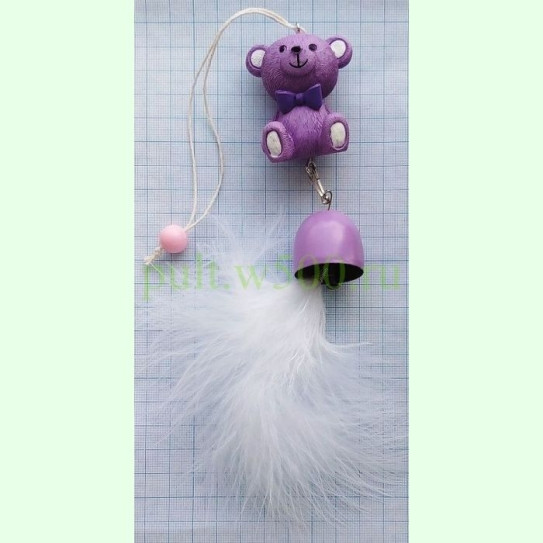 Кулон медвеженок - колокольчик, фиолетовый