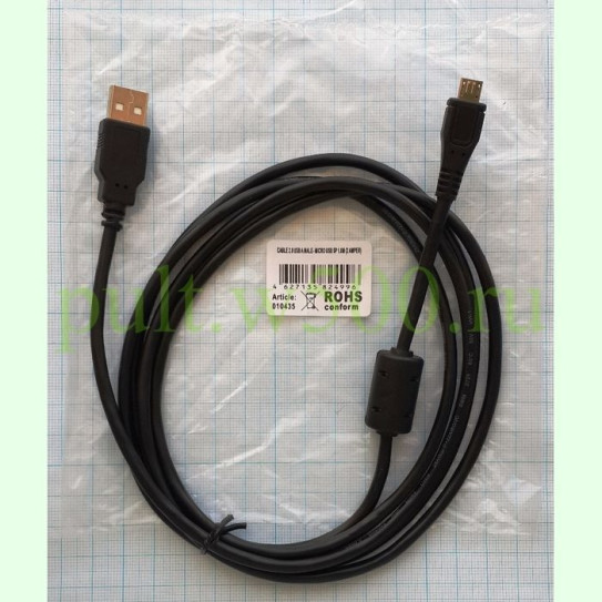 Шнур USB A "шт" - micro B "шт" 1.8м, с фильтром, ток 2 A ( ROHS 010435 ) пакет