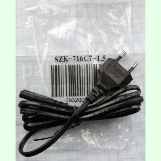 Шнур сетевой "8" с кабелем 2x0.75мм2, 1.5м, 6A ( SZK-716C7-1.5 )