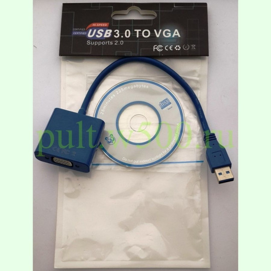 Переход USB 3.0 "шт" - VGA "гн" (диск в комплекте)