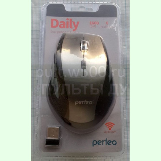 Мышь беспров. оптич. 6 кн, 800-1600DPI, USB, серый металлик ( DAILY Perfeo PF_A4508 )