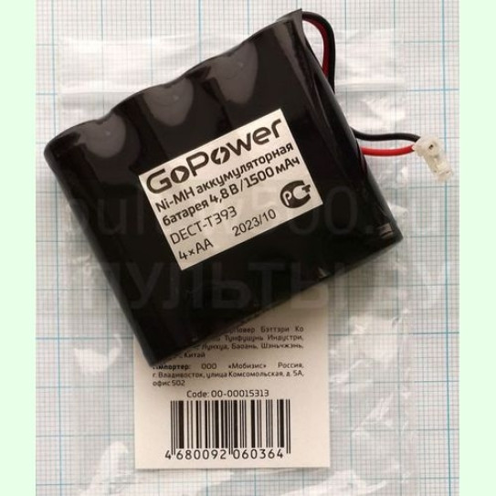 Аккумулятор T393, 4хAA, 1500mAh 4.8V  GoPower (1 в пакете )