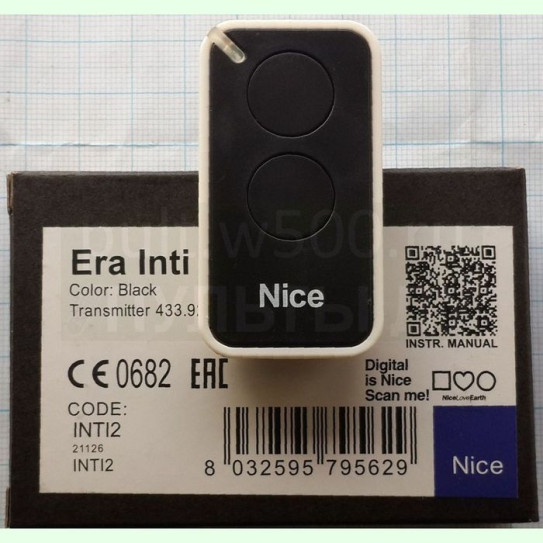 Пульт NICE Era Inti2  черный ( 2-х канальный 433.92 МГц  динамический) italy оригинал
