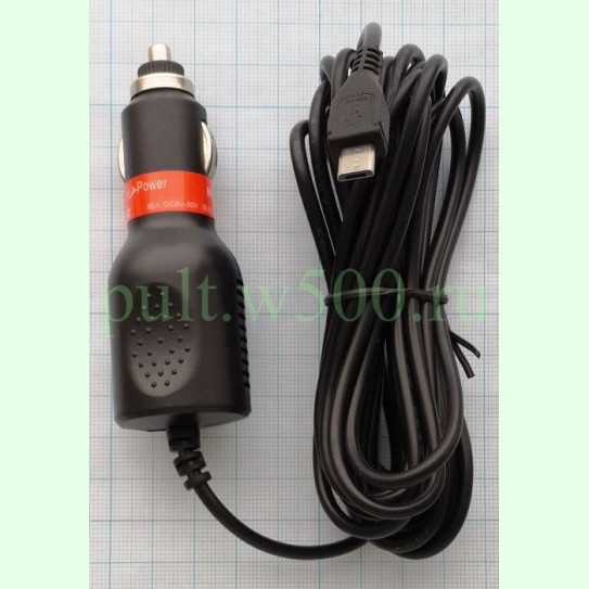 ЗУ в прикуриватель со шнуром неразъёмное micro USB прямой, 1A - надпись 2A, 3.5м ( LF-1 )