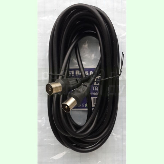 Шнур ТВ "шт" - ТВ "гн" высокочастотный 5,0 м, с кабелем 3С2V, чёрный ( PREMIER 5-061 BK 5.0 )