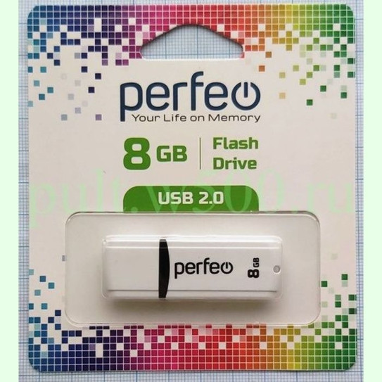 USB Флэш-Накопитель  8GB C02 белый (  Perfeo PF-C02W008 )