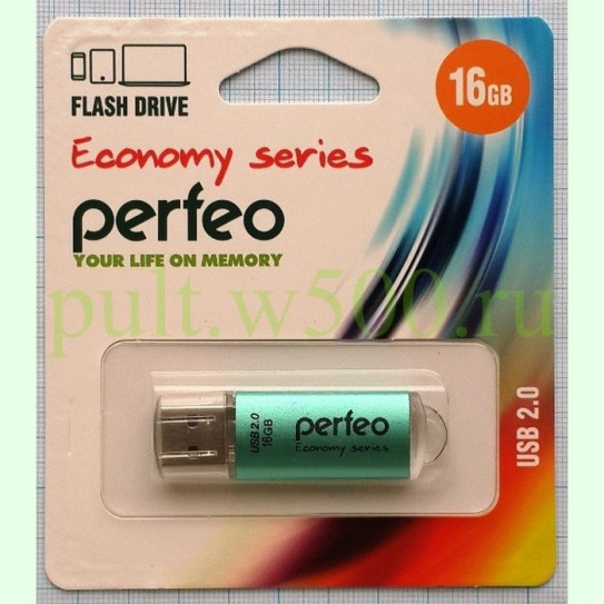 USB Флэш-Накопитель 16GB E01 Зелёный economy series ( Perfeo PF-E01G016ES )