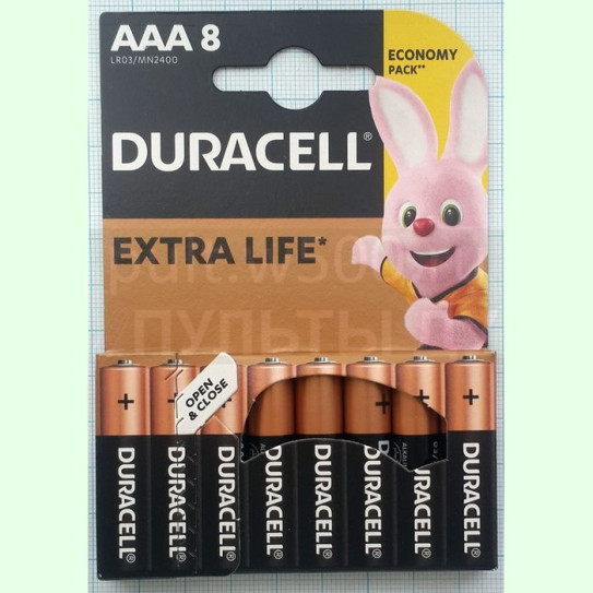Батарея LR03, AAA  DURACELL EXTRA LIFE MN2400 (8BL)