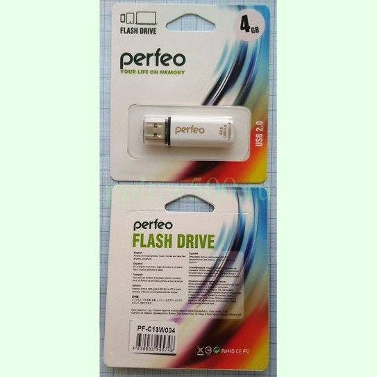 USB Флэш-Накопитель  4GB C13 белый ( Perfeo PF-C13W004 )