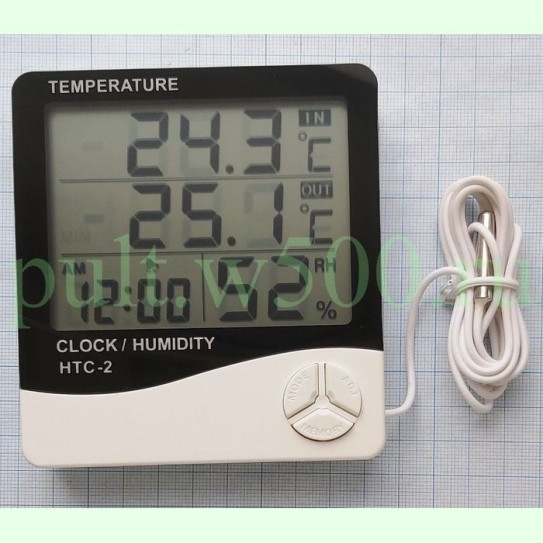 Термометр-гигрометр ( темрература внутри и снаружи, влажность, часы, будильник ) ( HTC-2 )