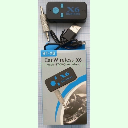 Беспроводной приёмник адаптер Bluetooth  AUX , hands-free, микроSD ( Car Wireless X6 )