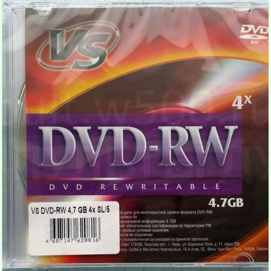 Диск DVD-RW  4.7 GB ( VS DVD-RW 4,7 GB 4x ) SLIM-5