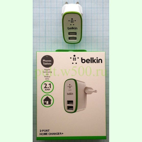 Сетевое ЗУ 2USB, 2,1А, белый ( Belkin ) коробка